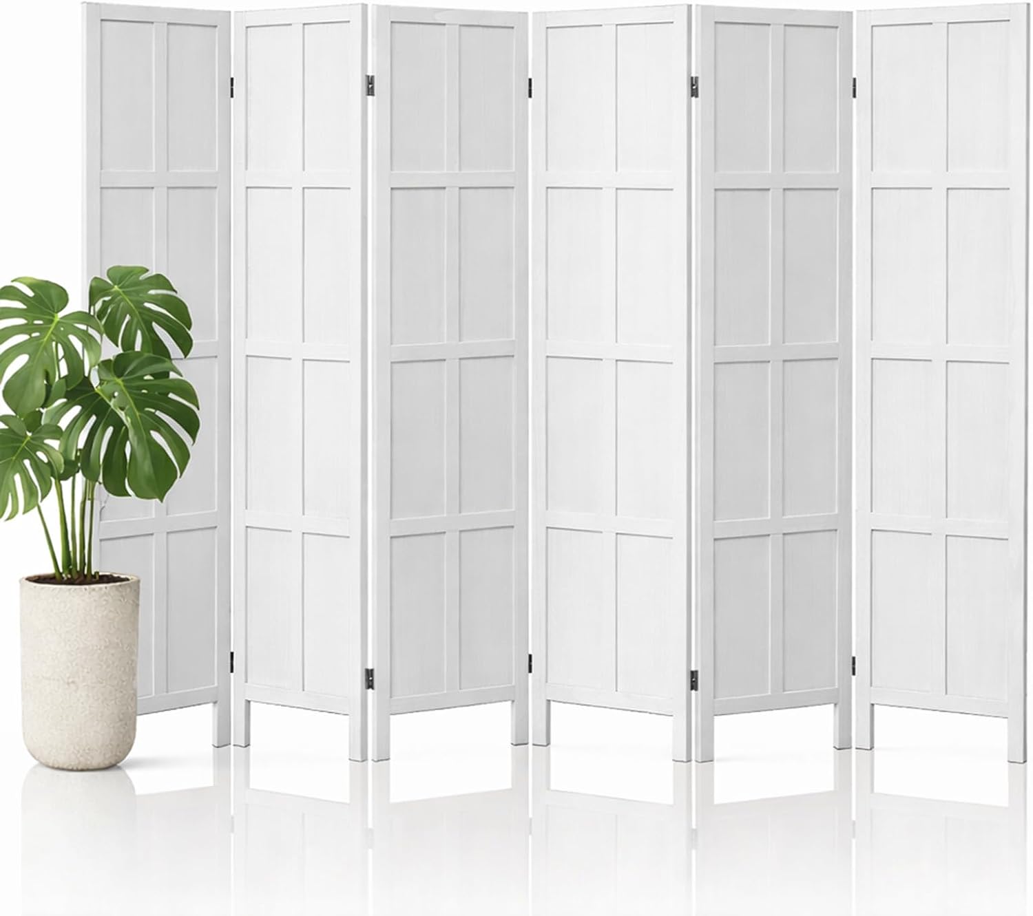 Partition Screen Divider - 6-panelowy drewniany parawan pokojowy i składany